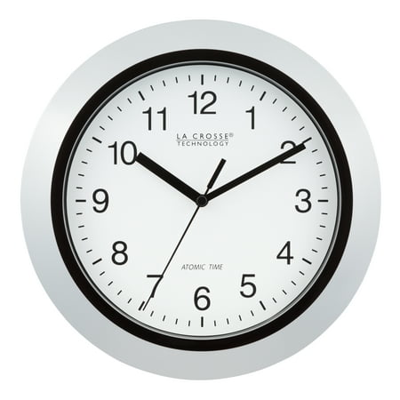 La Crosse Technology WT-3102S 10 inch Silver Atomic Analog Wall Clock