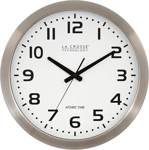 La Crosse Technology WT-3161WH 16 Inch Stainless Steel White Dial Atomic Clock