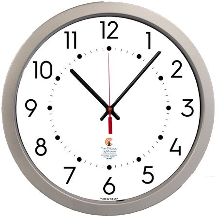 Large 14.5 In. Silver Contemporary Body Daylight Savings Selfset Wall Clock