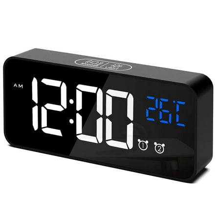 Large Digital Alarm Clock for Visually Impaired - Big Electric Clock for Bedroom, Jumbo Number Display, Fully Dimmable Brightness Dimmer, USB Ports, 12/24H, Adjustable Alarm Volume