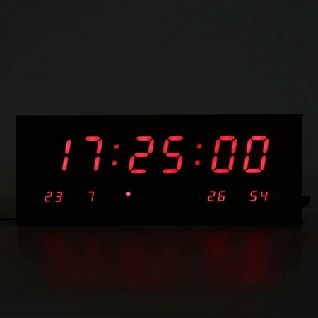 Large Digital LED Alarm Calendar Clock Date Temperature Jumbo Display Wall Mount