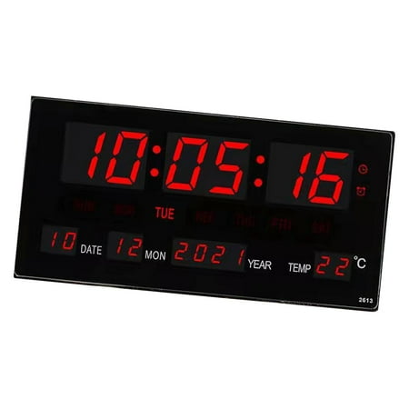 Large Digital Wall Clock ,12/ ,Large Number Display ,W/ Indoor Temperature Alarm Clocks for Desk Home School Living Room Housewarming Gift