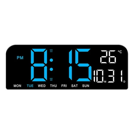 Large Digital Wall Clock Temperature And Date Display Night Mode Table Clock-Digital Calendar Alarm Clock Suitable For The Elderly, Bedroom, Office, 8 Time Zones, Automatic Daylight Saving Time