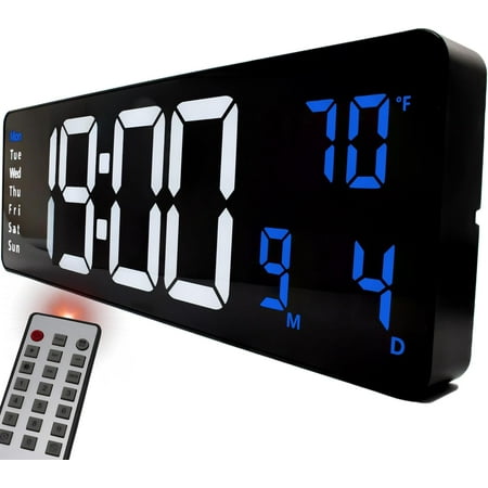 Large Digital Wall Clock with Remote Control, 16.5 Inch LED Large Display Count Up & Down Timer, Adjustable Brightness Alarm Clock with Day/Date/Temperature for Home, Gym, Office and Seniors