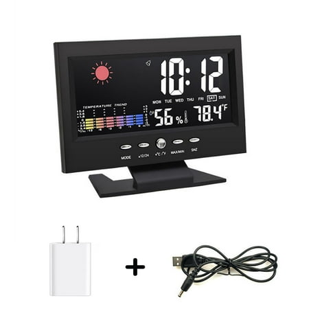 Large Display Digital Clock, Weather Clock, Atomic Clock With Indoor Outdoor Temp, Multifunctional Display Of Weather Color Screen, Weather Forecast