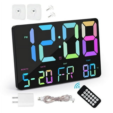 Large Display Digital Wall Clock with Countdown Timer Auto Dimming Remote Control