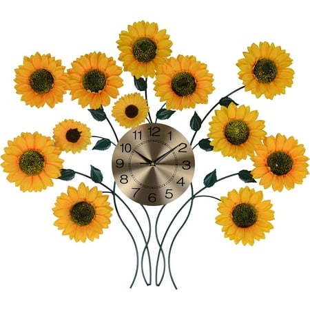 Large Sunflower Metal Wall Clock