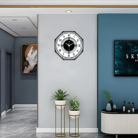 Large Wall Clocks for Living Room Decor Modern Silent Wall Clock for Home House Kitchen Bedroom Decorative Big Wall Clock Non Ticking Battery Operated Quartz for Bathroom Outdoor Indoor 17 in