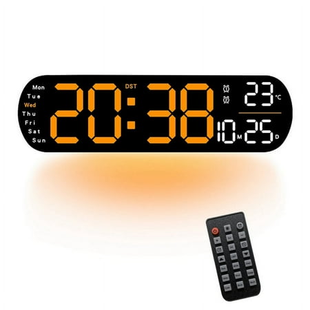 LCD Digital Alarm Clock Multifunction Large LED Wall Clock Display with Alarm, Temperature & Humidity Clock-B