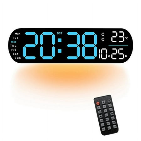 LCD Digital Alarm Clock Multifunction Large LED Wall Clock Display with Alarm, Temperature & Humidity Clock-A