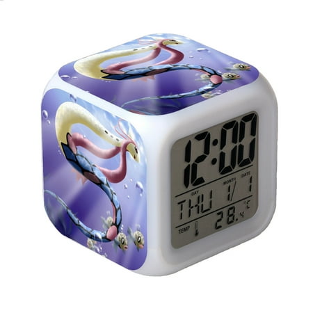 LED Alarm Clock Pokémon Pattern Creative Desk Table Clock Glowing Electronic Colorful Digital Clock for Unisex Adults Girl Boy Kids Children Toy Birthday Present Gift