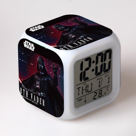 LED Alarm Clock Star Wars Pattern Creative Desk Table Clock Glowing Electronic Colorful Digital Clock for Unisex Adults Girl Boy Kids Children Toy Birthday Present Gift