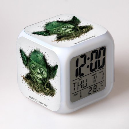 LED Alarm Clock Star Wars Pattern Creative Desk Table Clock Glowing Electronic Colorful Digital Clock for Unisex Adults Girl Boy Kids Children Toy Birthday Present Gift