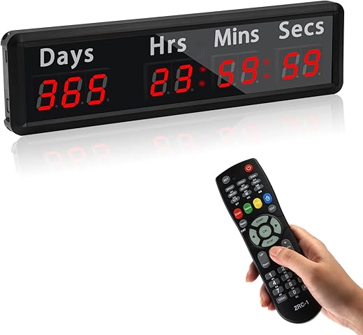 LED Countdown Clock, 999 Days, 23 Hours, 59 Minutes, 59 Seconds, Event Countdown Clock/Factory Accepts Your Exclusive Customization (1.0 inch 9-bit red LED)