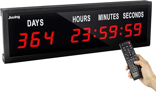 LED Countdown Clock with Remote, Days Hours Minutes and Seconds, Digital Wall Clock 1.8 9 Digits(Red)