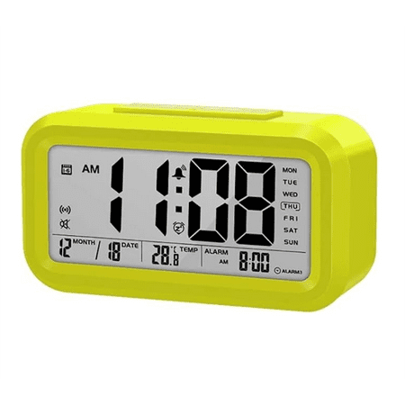 LED Digital Alarm Clock 1 Pack,Electronic Table Alarm Clocks,Desktop Clock with Snooze Model,Calendar Temperature Display Table Clocks,Digital Alarm Clock for Home Office (Yellow)