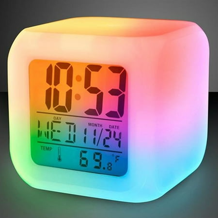 LED Digital Alarm Clock Mini Desk Cube Clock with Colorful Lights and Multiple Modes Multifunctional Glow Desk Clock Battery Powered Desktop Decoration for Bedroom Office Home Kitchen