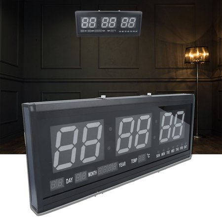 Led Wall Clock Green Digital Large Big Jumbo LED Wall Timer Clock With Calendar Temperat