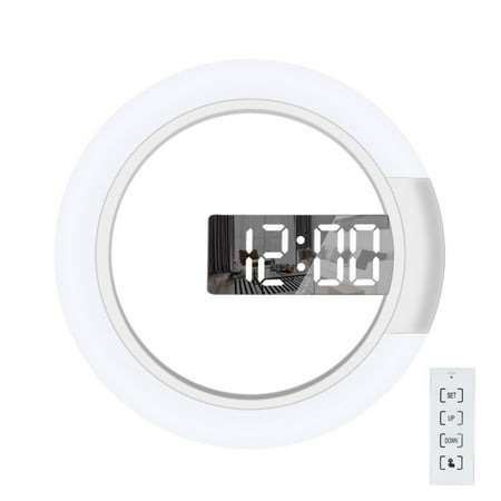 LED Wall Clock, Remote Control Digital Wall Clock Creative LED Mirror Wall Clock with Alarm