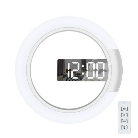 LED Wall Clock, Remote Control Digital Wall Clock Creative LED Mirror Wall Clock with Alarm