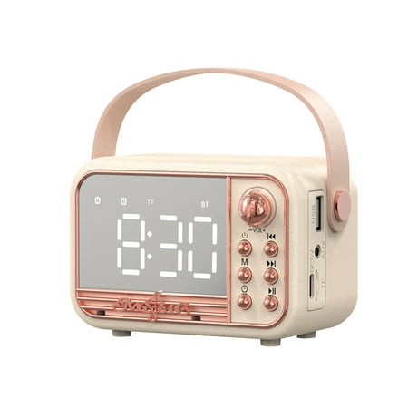 LeKY Bluetooth-compatible Speaker Fast Connection 360-degree Sound Balance Diffusion Vintage Call Retro Handheld Type Alarm Clock Speak Beige One Size