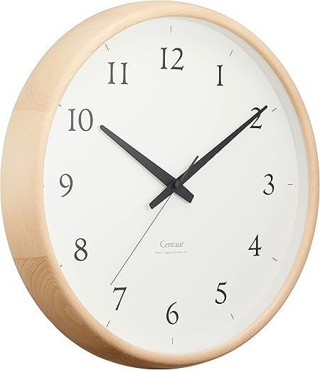 Lemnos Centaur Clock PC21-05 NT Natural Wood Wall Clock, 13.0 inches (33 cm), Thickness 2.0 inches (5.2 cm)