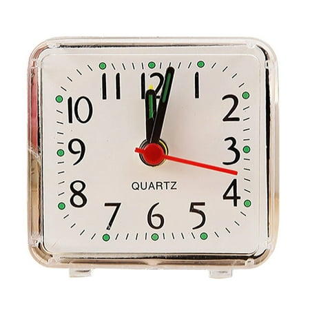 Lemononstore Clock Square Small Bed Compact Travel Quartz Beep Alarm Clock Cute Portable Vintage Decor