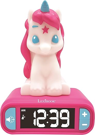 Lexibook - Unicorn Digital Alarm Clock for Kids with Night Light, Snooze and Unicorn Sound Effects, Childrens Clock, Luminous Unicorn, Pink Colour - RL800UNI