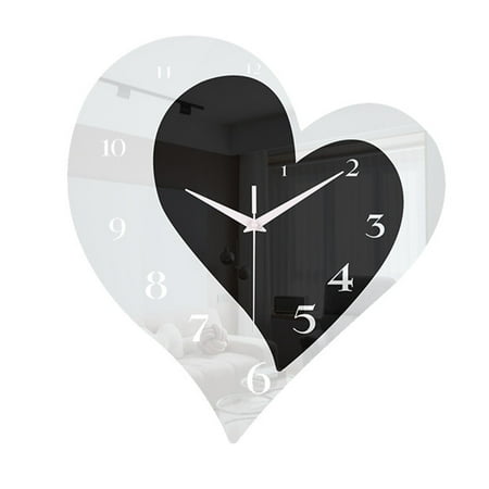 LHX Acrylic Heart Shaped Wall Clock Decorative Wall Art for Hall Way Lightweight