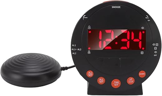 LiebeWH 113 Decibels Vibrating Alarm Clock with Red Flashing Light Clock for Heavy Sleepers Hearing Impaired Elder