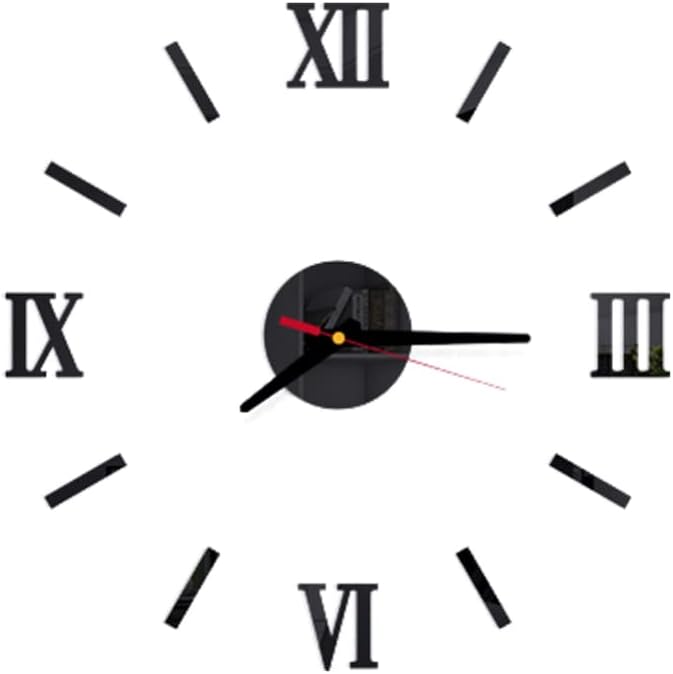 LIFKOME Large 3D DIY Wall Clock Frameless Wall Clock Big Roman Numerals Clock Giant Mirror Wall Clock for Living Room Bedroom Wall Home Decorations