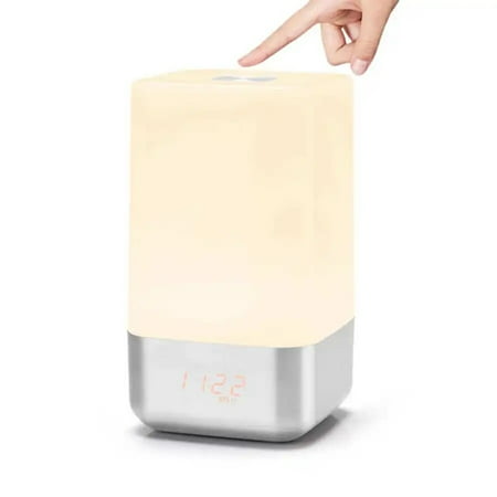 Light Sunrise Alarm Clock Adjustable Sunrise Simulation Bedside Lamp with 5 Natural Sounds Nightlight Clock