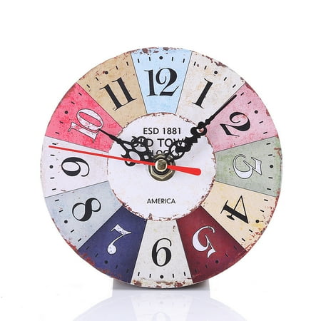 LIJCC Round Imitation Wood Wall Clock Bedroom Small Clock Vintage Antique Wood Wall Clock for Home Kitchen