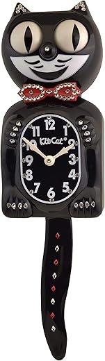 Limited Edition Black Tail Kit-Cat Klock Kite Crystals Jeweled Clock