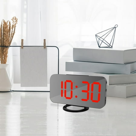 Lloopyting Alarm Clock Alarm Clocks for Bedrooms Digital Alarm Clock Large Led Display with Dual Usb Charger Ports Auto Dimmer Mode Modern Desk Wall Clock for Bedroom Home Office for All People