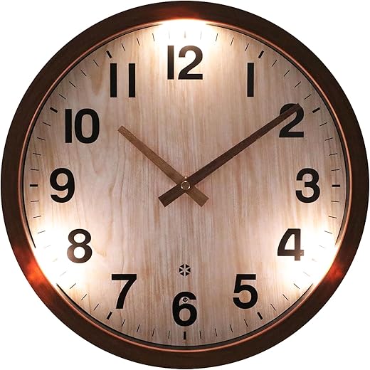 LOMANDA Night Light Wall Clock, 12Inch Silent Large Display Luminous Wall Clock, Battery Operated Wall Clock for Bedroom, Living Room, Kitchen, Office