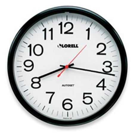 Lorell Wall Clock- 13-.25in.- Arabic Numerals- White Dial-Black Frame