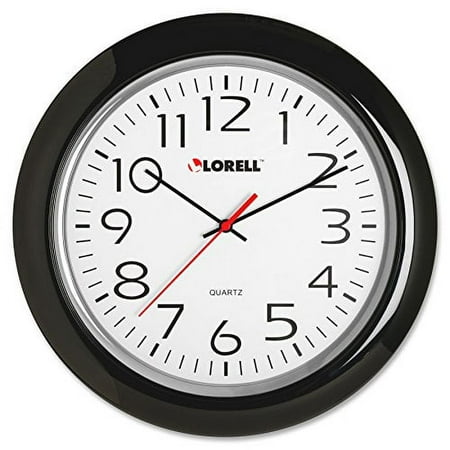 Lorell Wall Clock with Arabic Numerals, 13-1/4-Inch, Black Frame