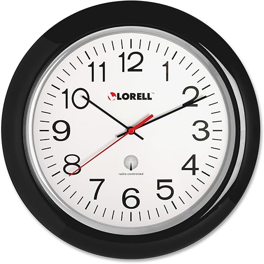 Lorell Wall Clock with Arabic Numerals, 13-1/4-Inch, White Dial/Black Frame