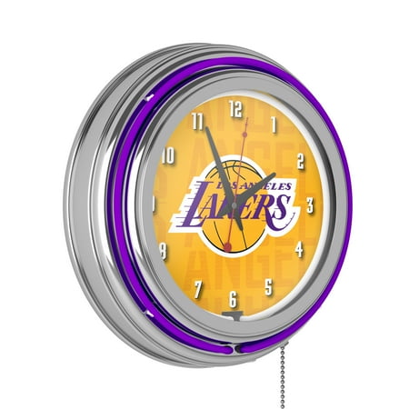 Los Angeles Lakers City Retro Neon Analog Wall Clock with Pull Chain