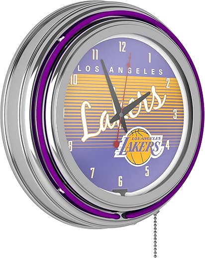 Los Angeles Lakers Hardwood Classics NBA Chrome Neon Clock