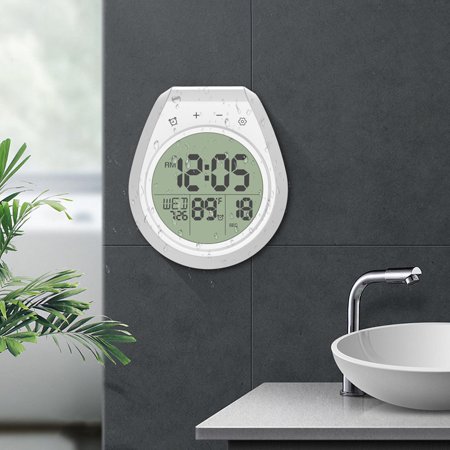 LOVIVER Digital Shower Clock Bathroom Timer Clock Large LCD Display with Temperature Waterproof, Timer Wall Clock for Adults