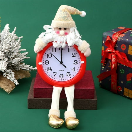 Lystmrge,Office Christmas Decorations,Christmas Clock Bedside Pendant Creative Small Gift Clock Ornaments Snowman Old Man Mute,Christmas Home Decor,Multi-Color