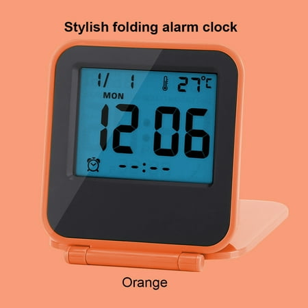 LYUMO Mini Digital Alarm Clock,Portable Foldable Tabletop Travel Digital Alarm Clock with Temperature Calendar Date Week, Desk Alarm Clock