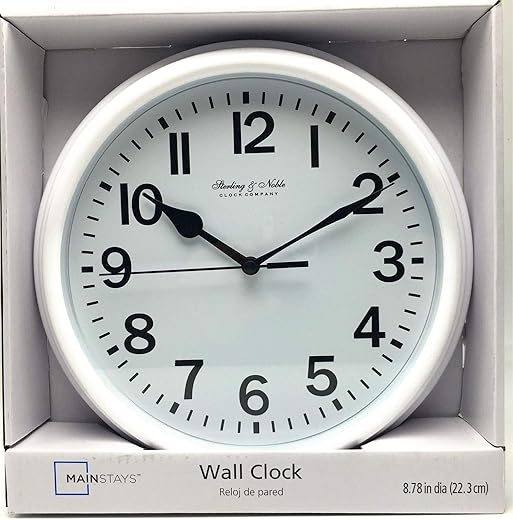 Mainstay Sterling and Noble 8.78 Analog Display Wall Clock - White