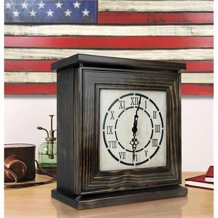 Mantel Clock in Dark Walnut Veneer with Secret Compartment