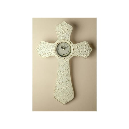 Manual Woodworker Wall Clock-Cream Cross (13.5 x 20.5)