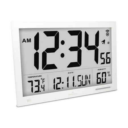 Marathon CL030062WH Slim-Jumbo Atomic Digital Wall Clock White