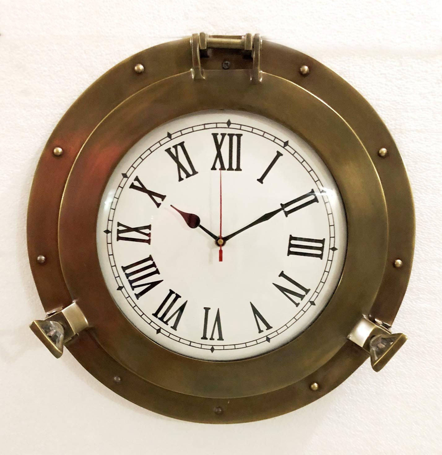 Marine Nautical Store Vintage Navigation Marine Brass Ship Porthole Clock 15'' Ship Window Wall Clock (15 Inches (Diameter))