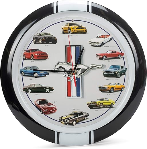 Mark Feldstein & Associates History of Mustang Sound Wall Clock, 13 Inch Black